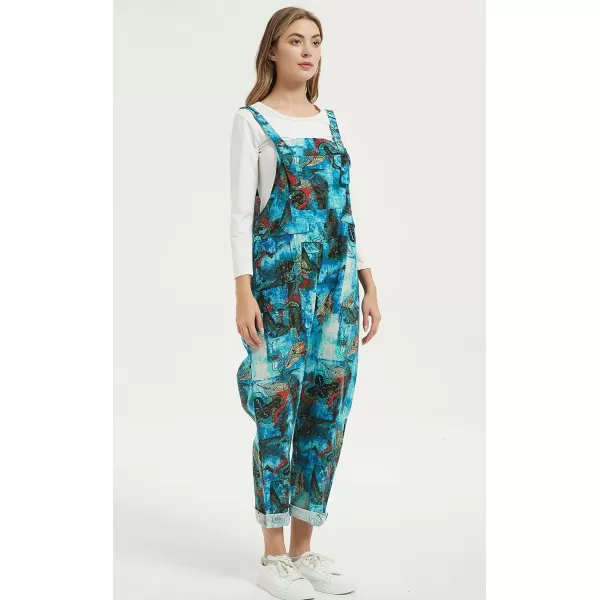 Gihuo Women's Fashion Baggy Loose Linen Overalls Jumpsuit