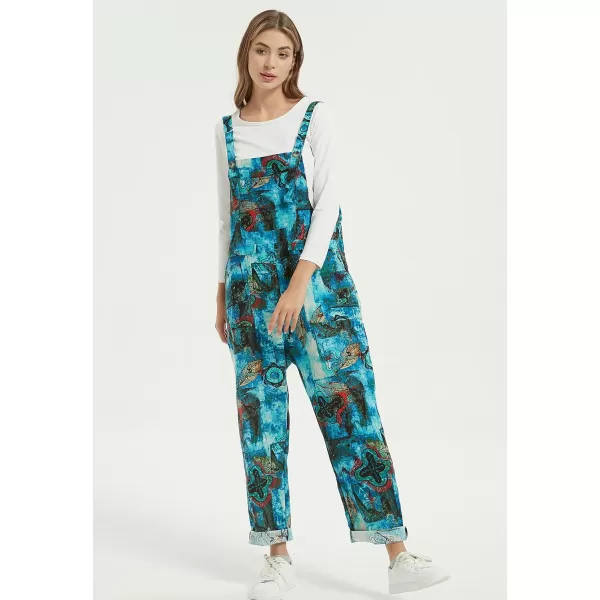 Gihuo Women's Fashion Baggy Loose Linen Overalls Jumpsuit