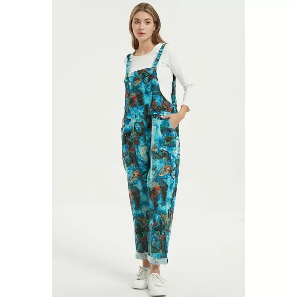 Gihuo Women's Fashion Baggy Loose Linen Overalls Jumpsuit
