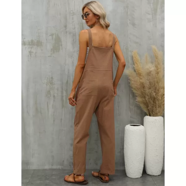 Gihuo Women's Fashion Baggy Loose Linen Overalls Jumpsuit