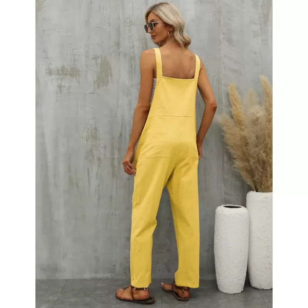 Gihuo Women's Fashion Baggy Loose Linen Overalls Jumpsuit