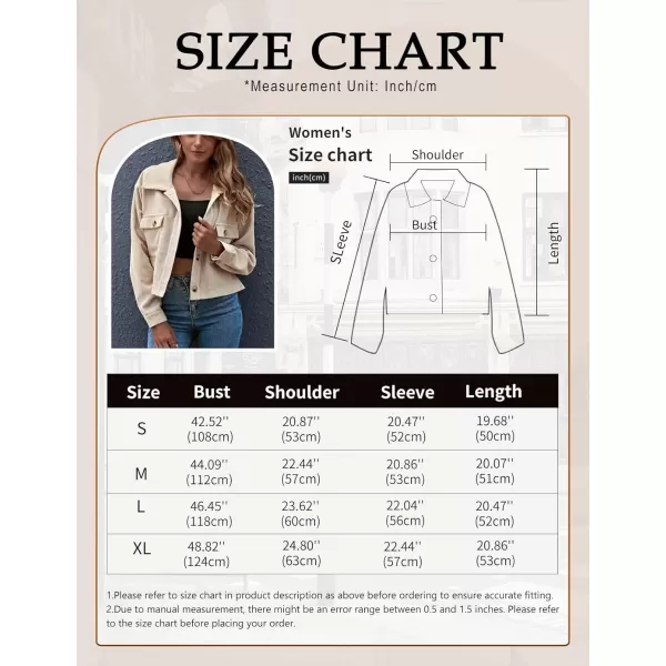 Gihuo Women's Fashion Cropped Shacket Button Down Corduroy Shacket Jackets