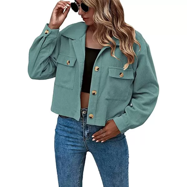 Gihuo Women's Fashion Cropped Shacket Button Down Corduroy Shacket Jackets