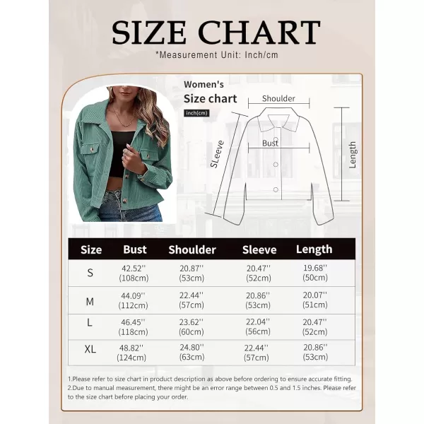 Gihuo Women's Fashion Cropped Shacket Button Down Corduroy Shacket Jackets