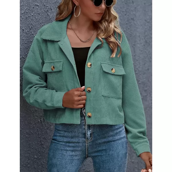 Gihuo Women's Fashion Cropped Shacket Button Down Corduroy Shacket Jackets