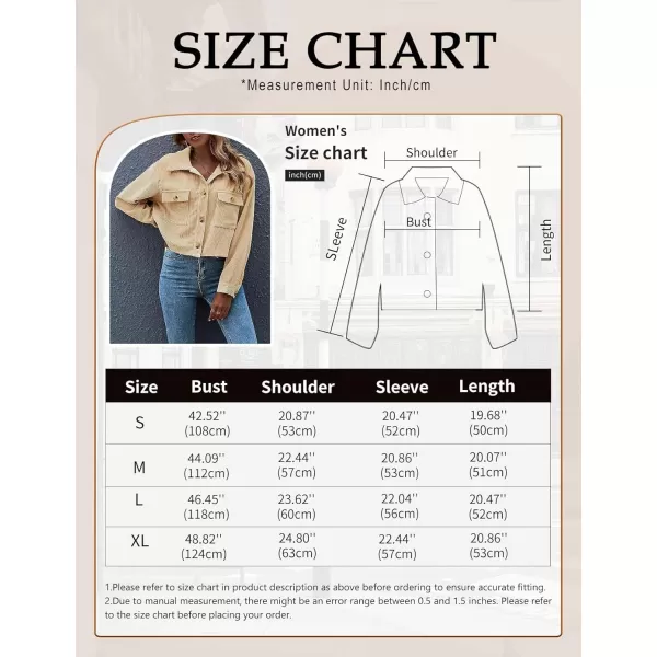 Gihuo Women's Fashion Cropped Shacket Button Down Corduroy Shacket Jackets