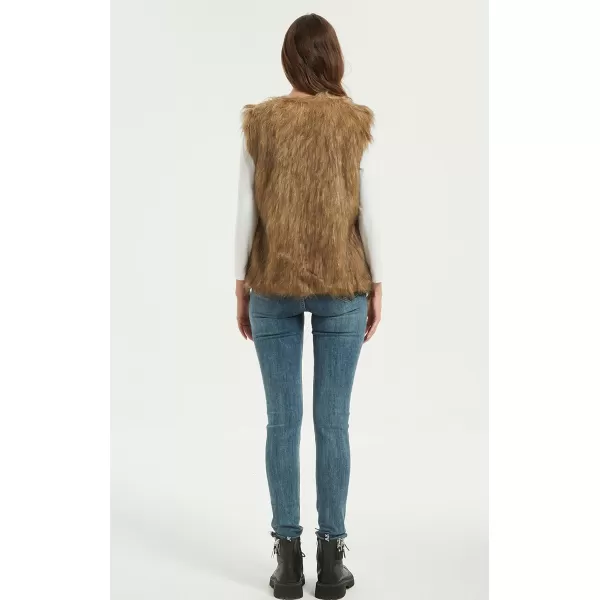 Gihuo Women's Faux Fur Vest Winter Short Waistcoat Fluffy Sleeveless Jacket