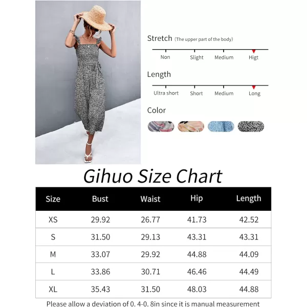 Gihuo Women’s Floral Wide Leg Jumpsuits Ruffle Sleeveless Smock Long Rompers with Pockets