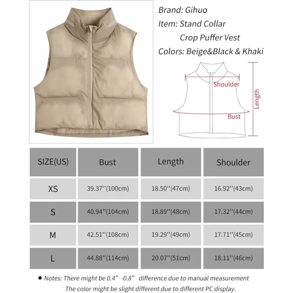 Gihuo Women's Full Zip Cropped Puffer Vest Quilted Gilet Winter Padded Vest Sleeveless Jacket with Storable Hood