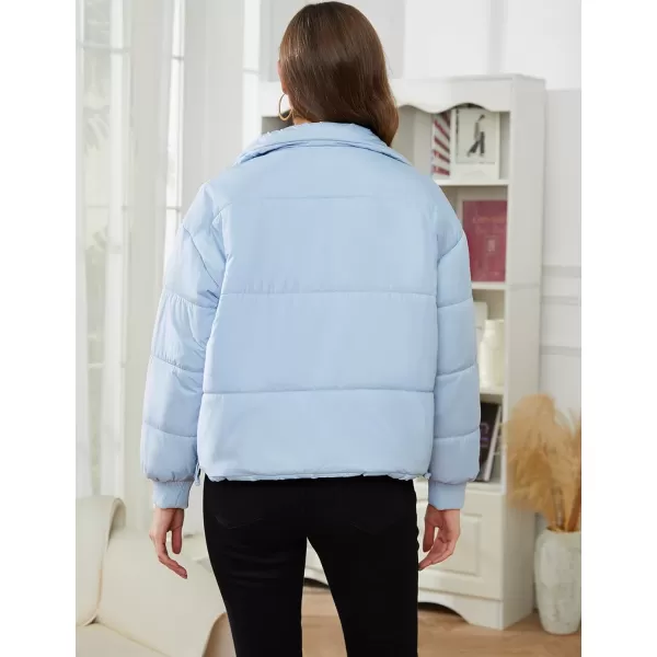 Gihuo Women's Lightweight Puffer Jacket Cropped Zip Up Quilted Jackets Stand Collar Padded Coat with Pockets