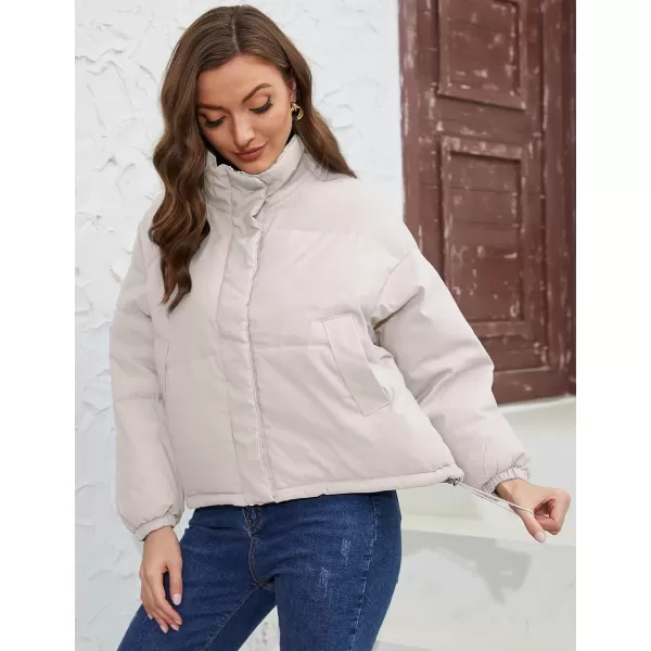 Gihuo Womens Lightweight Quilted Puffer Jacket Long Sleeve Full Zip Padded Winter Coats Loose Fit Outerwear Pockets