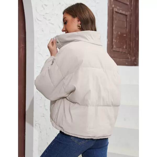 Gihuo Womens Lightweight Quilted Puffer Jacket Long Sleeve Full Zip Padded Winter Coats Loose Fit Outerwear Pockets