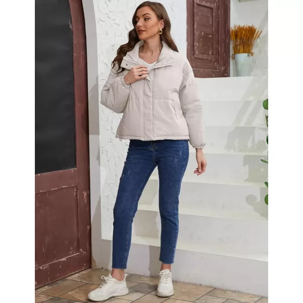 Gihuo Womens Lightweight Quilted Puffer Jacket Long Sleeve Full Zip Padded Winter Coats Loose Fit Outerwear Pockets