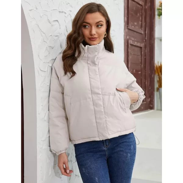 Gihuo Womens Lightweight Quilted Puffer Jacket Long Sleeve Full Zip Padded Winter Coats Loose Fit Outerwear Pockets