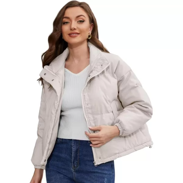 Gihuo Womens Lightweight Quilted Puffer Jacket Long Sleeve Full Zip Padded Winter Coats Loose Fit Outerwear Pockets