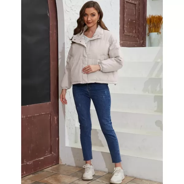 Gihuo Womens Lightweight Quilted Puffer Jacket Long Sleeve Full Zip Padded Winter Coats Loose Fit Outerwear Pockets