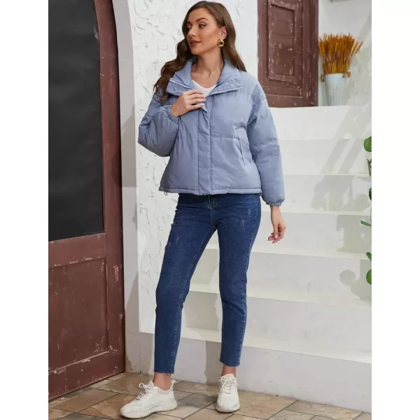 Gihuo Womens Lightweight Quilted Puffer Jacket Long Sleeve Full Zip Padded Winter Coats Loose Fit Outerwear Pockets