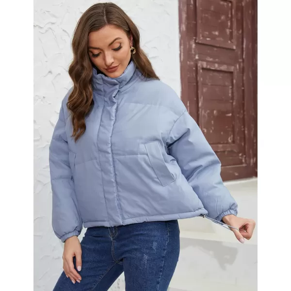 Gihuo Womens Lightweight Quilted Puffer Jacket Long Sleeve Full Zip Padded Winter Coats Loose Fit Outerwear Pockets
