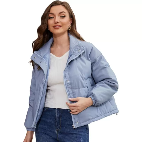Gihuo Womens Lightweight Quilted Puffer Jacket Long Sleeve Full Zip Padded Winter Coats Loose Fit Outerwear Pockets