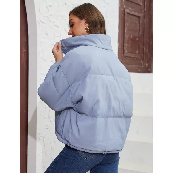 Gihuo Womens Lightweight Quilted Puffer Jacket Long Sleeve Full Zip Padded Winter Coats Loose Fit Outerwear Pockets