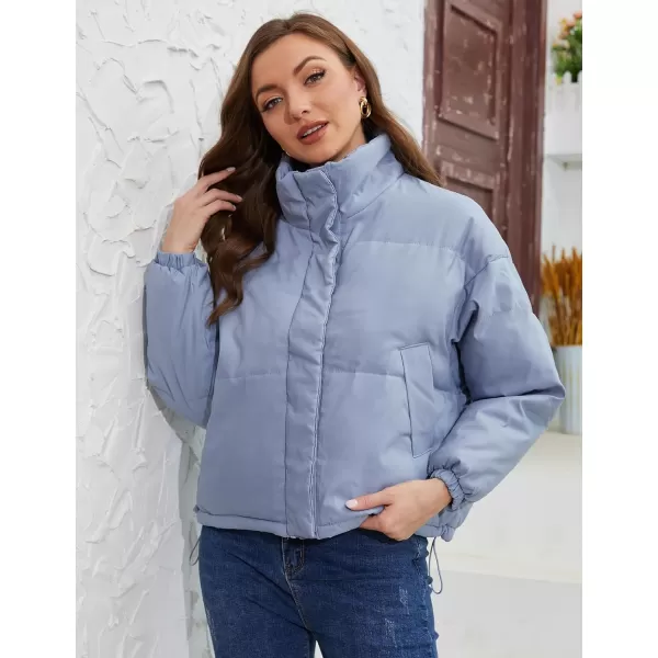 Gihuo Womens Lightweight Quilted Puffer Jacket Long Sleeve Full Zip Padded Winter Coats Loose Fit Outerwear Pockets