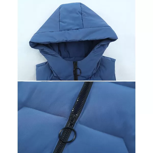 Gihuo Womens Long Hooded Puffer Vest Sleeveless Winter Bubble Jackets Zip Up Warm Coat Outerwear with Pockets
