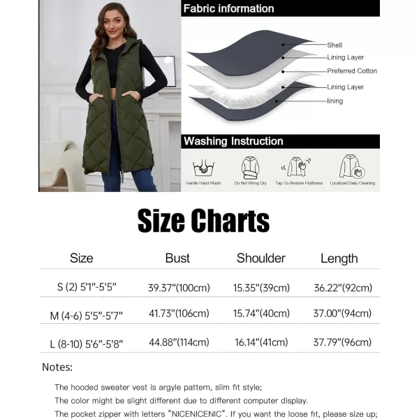 Gihuo Womens Long Hooded Puffer Vest Sleeveless Winter Bubble Jackets Zip Up Warm Coat Outerwear with Pockets