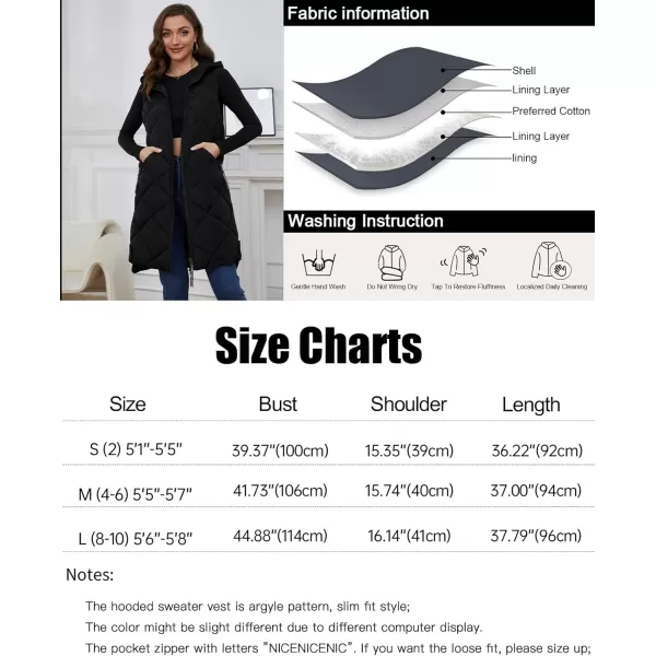 Gihuo Womens Long Hooded Puffer Vest Sleeveless Winter Bubble Jackets Zip Up Warm Coat Outerwear with Pockets