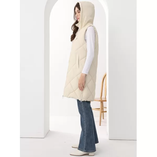 Gihuo Women's Long Puffer Vest Hooded Zip Up Sleeveless Winter Jacket Quilted Coats Padded Gilet