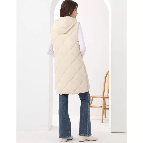 Gihuo Women's Long Puffer Vest Hooded Zip Up Sleeveless Winter Jacket Quilted Coats Padded Gilet