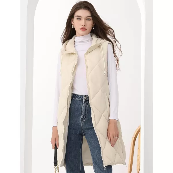 Gihuo Women's Long Puffer Vest Hooded Zip Up Sleeveless Winter Jacket Quilted Coats Padded Gilet