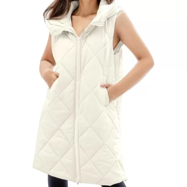 Gihuo Women's Long Puffer Vest Hooded Zip Up Sleeveless Winter Jacket Quilted Coats Padded Gilet