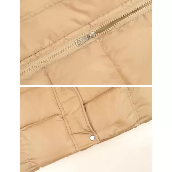 Gihuo Women's Long Puffer Vest Winter Quilted Hooded Sleeveless Zip Up Long Jacket Vest Gilet