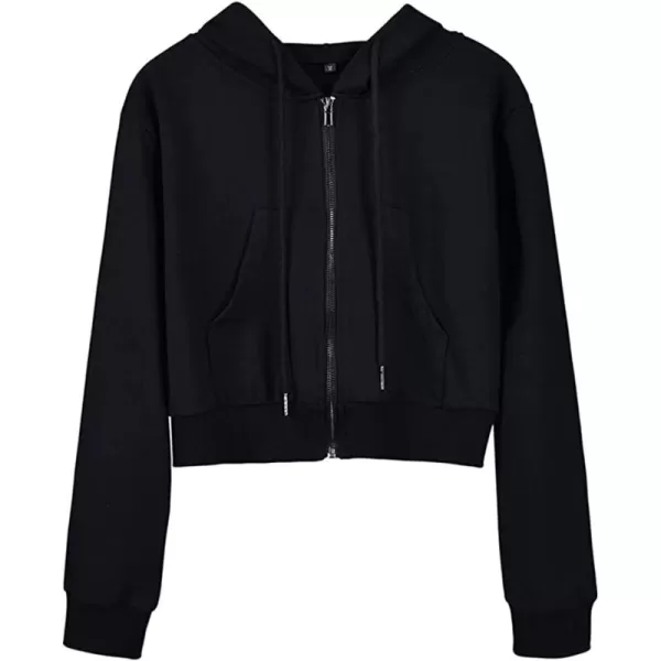 Gihuo Women's Long Sleeve Drawstring Crop Tops Y2K Zip Up Hoodies Athletic Workout Sweatshirts