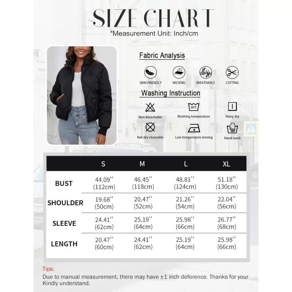 Gihuo Women's Long Sleeve Zip Up Puffer Jacket Winter Warm Cropped Jackets Oversized Padded Quilted Coat Outerwear