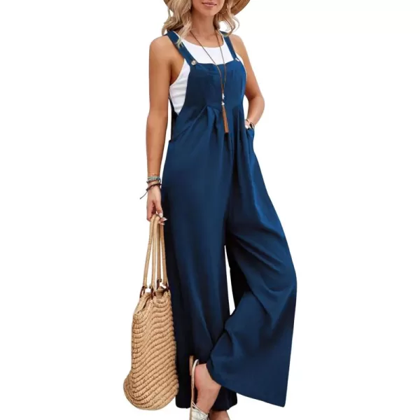 Gihuo Women's Loose Fit Fashion Overalls Wide Leg Baggy Bib Overalls Jumpsuit