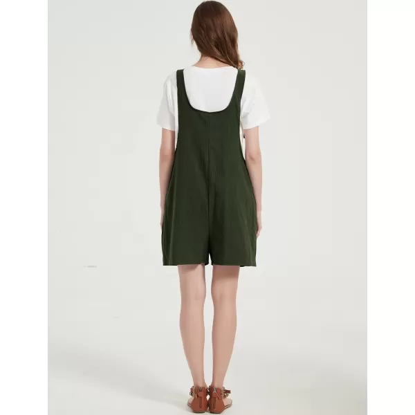 Gihuo Women's Loose Fit Short Overalls Cotton Linen Overalls Shorts Summer Romper Shortalls for Women