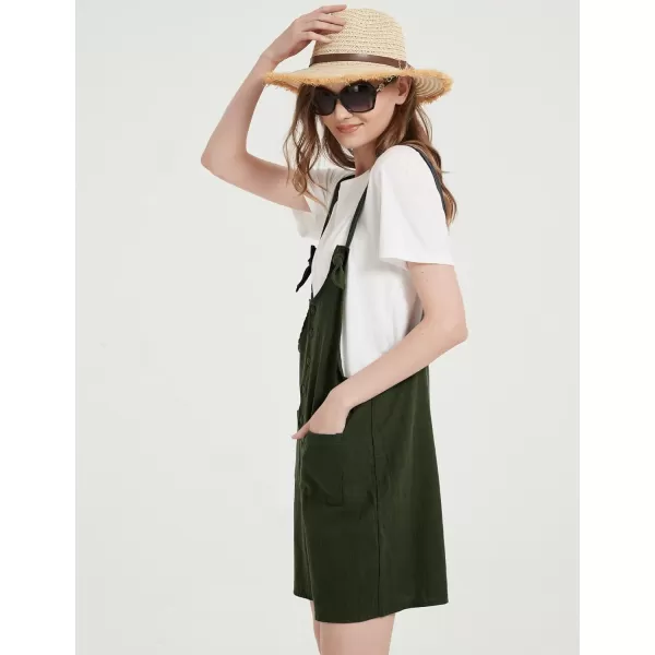 Gihuo Women's Loose Fit Short Overalls Cotton Linen Overalls Shorts Summer Romper Shortalls for Women