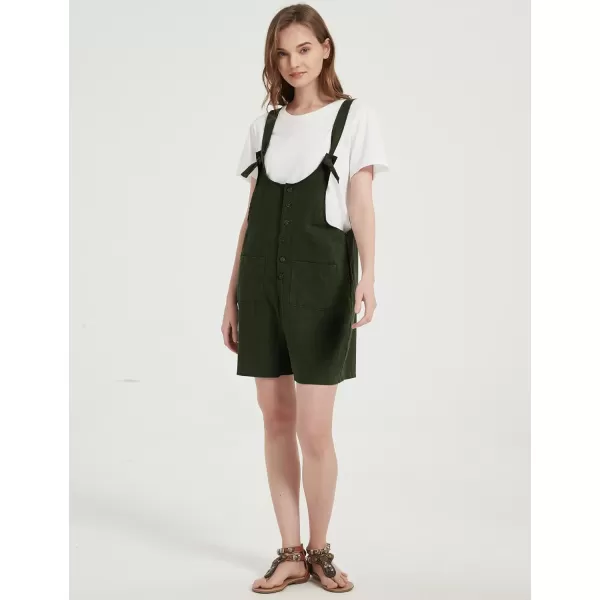 Gihuo Women's Loose Fit Short Overalls Cotton Linen Overalls Shorts Summer Romper Shortalls for Women