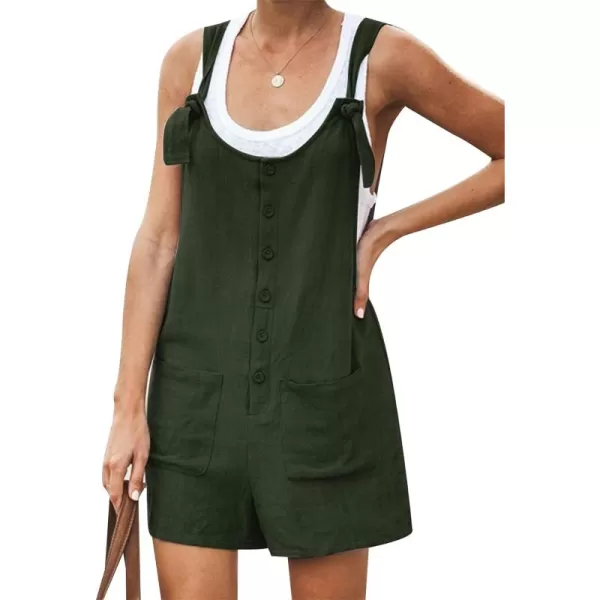 Gihuo Women's Loose Fit Short Overalls Cotton Linen Overalls Shorts Summer Romper Shortalls for Women
