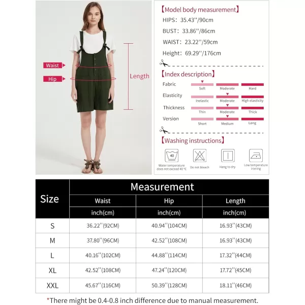 Gihuo Women's Loose Fit Short Overalls Cotton Linen Overalls Shorts Summer Romper Shortalls for Women