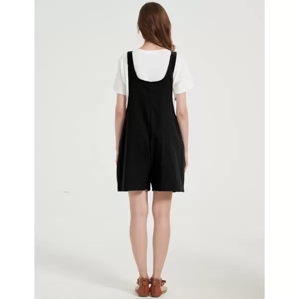 Gihuo Women's Loose Fit Short Overalls Cotton Linen Overalls Shorts Summer Romper Shortalls for Women