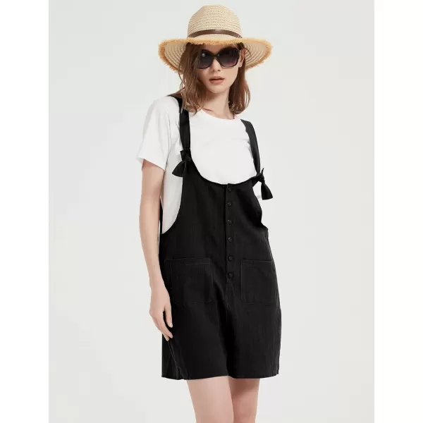 Gihuo Women's Loose Fit Short Overalls Cotton Linen Overalls Shorts Summer Romper Shortalls for Women