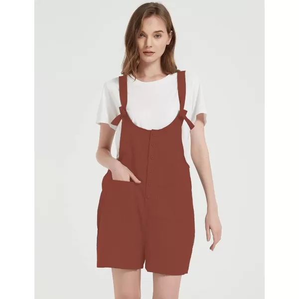 Gihuo Women's Loose Fit Short Overalls Cotton Linen Overalls Shorts Summer Romper Shortalls for Women