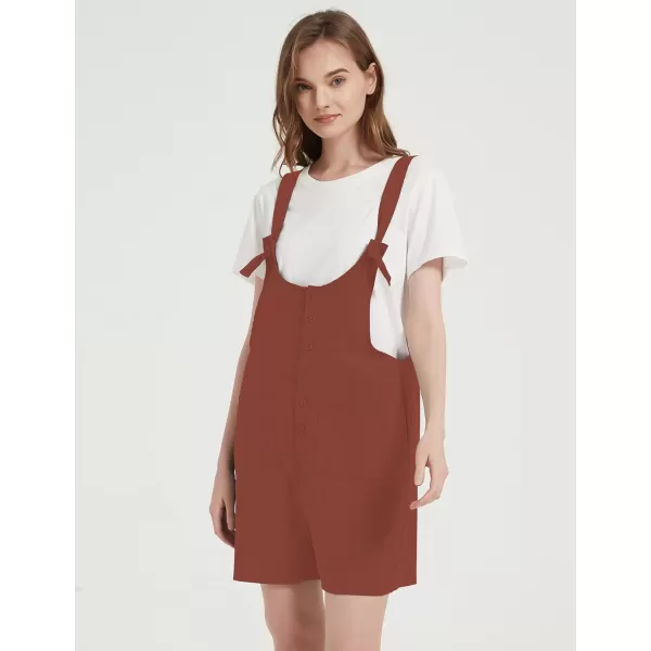 Gihuo Women's Loose Fit Short Overalls Cotton Linen Overalls Shorts Summer Romper Shortalls for Women