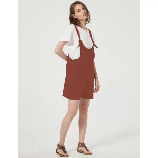Gihuo Women's Loose Fit Short Overalls Cotton Linen Overalls Shorts Summer Romper Shortalls for Women