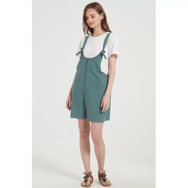Gihuo Women's Loose Fit Short Overalls Cotton Linen Overalls Shorts Summer Romper Shortalls for Women