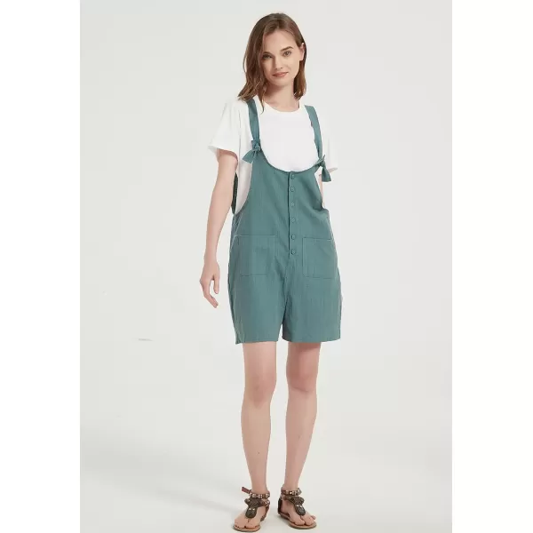 Gihuo Women's Loose Fit Short Overalls Cotton Linen Overalls Shorts Summer Romper Shortalls for Women