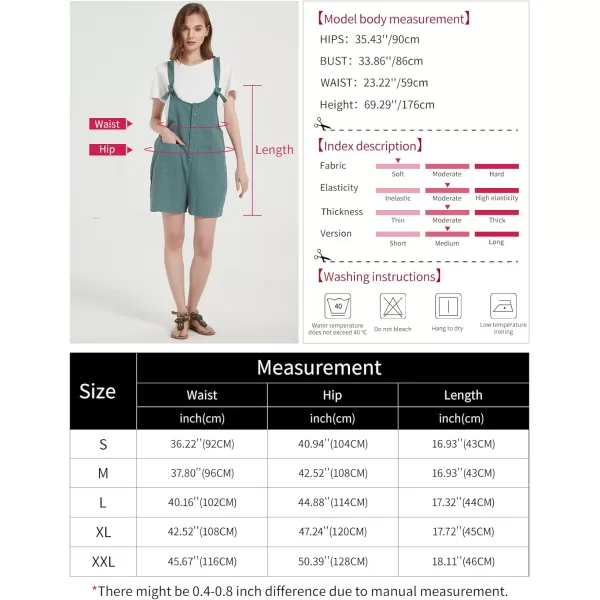 Gihuo Women's Loose Fit Short Overalls Cotton Linen Overalls Shorts Summer Romper Shortalls for Women
