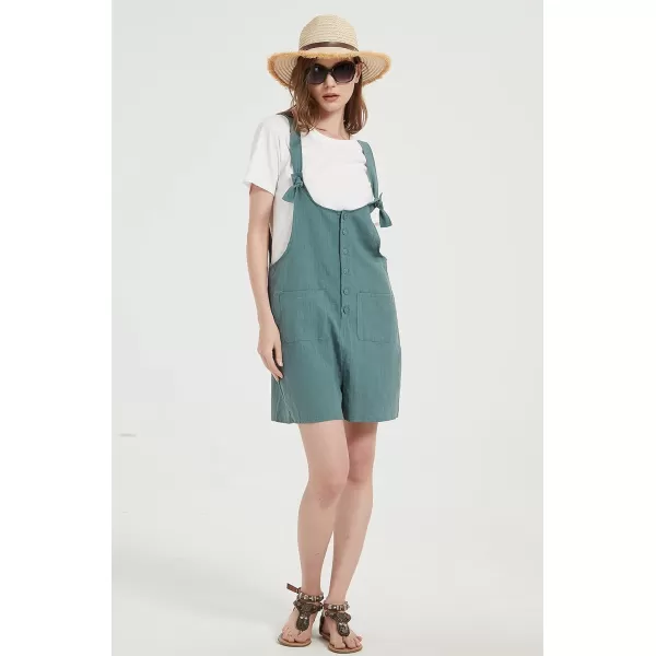 Gihuo Women's Loose Fit Short Overalls Cotton Linen Overalls Shorts Summer Romper Shortalls for Women